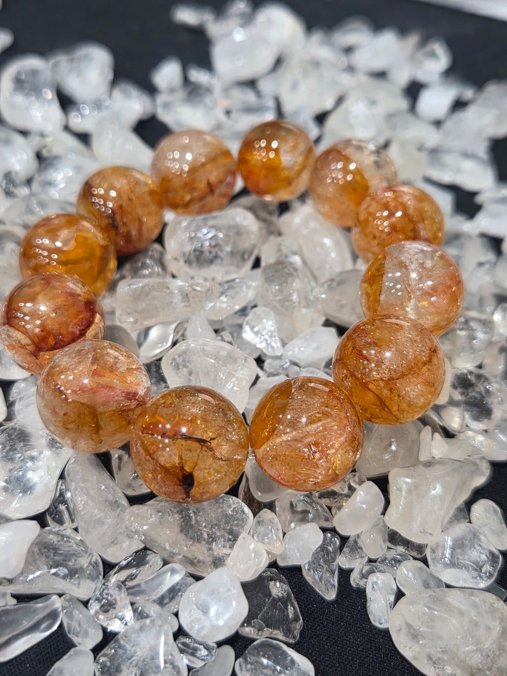 Herkimer Hematoid Fire Quartz Bracelet – Grounding Strength & Inner Fire Crystal Jewellery