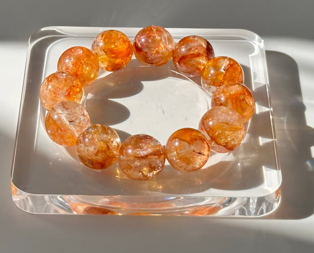 Herkimer Hematoid Fire Quartz Bracelet – Grounding Strength & Inner Fire Crystal Jewellery