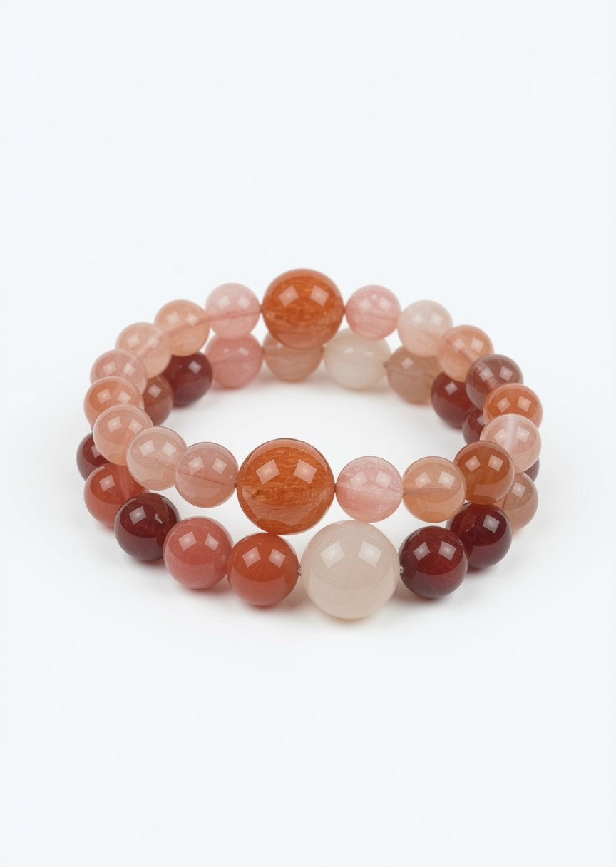 Rabbit Hair Crystal Double Wrap Bracelet – Warm Energy & Abundance Gemstone Jewellery