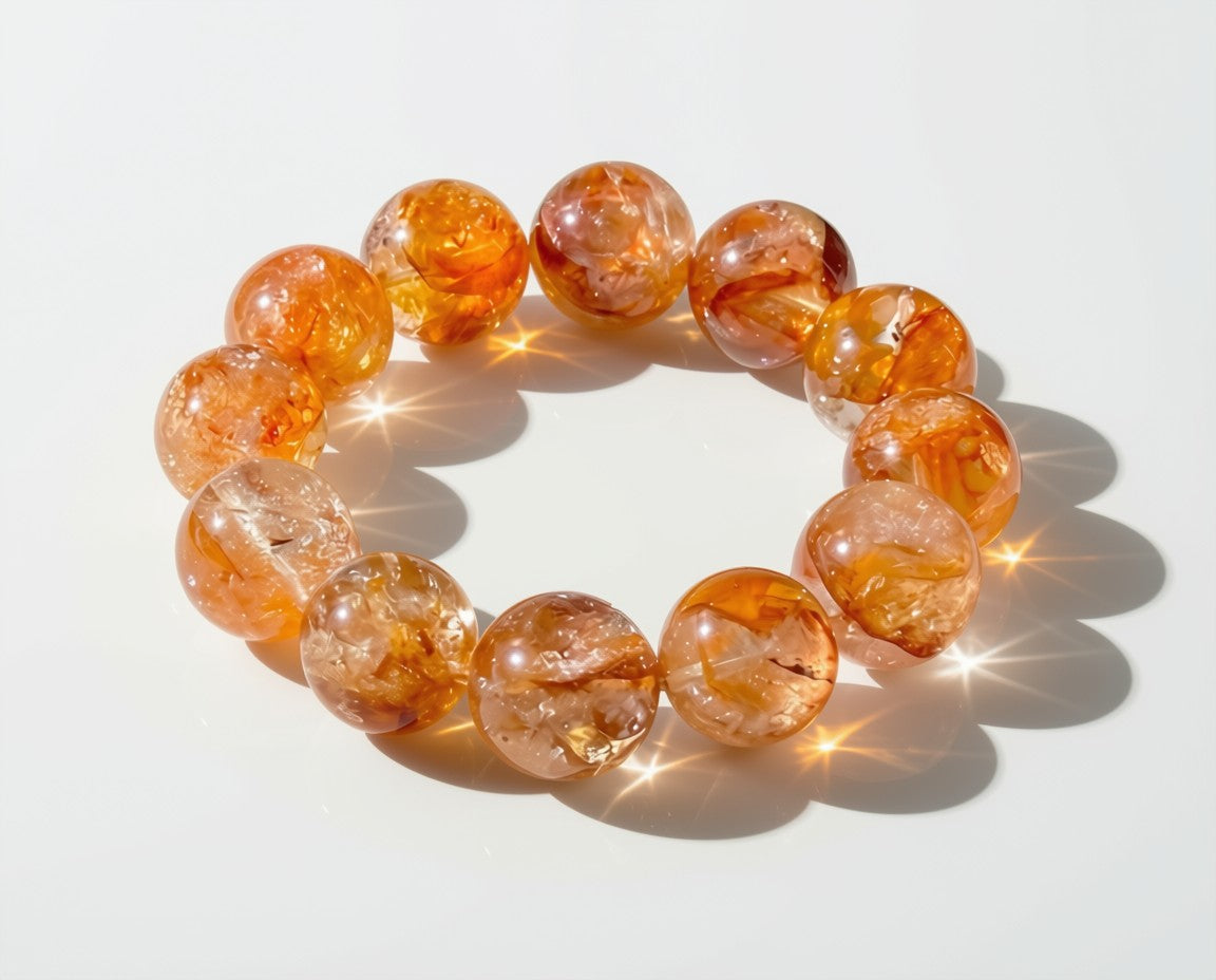 Herkimer Hematoid Fire Quartz Bracelet – Grounding Strength & Inner Fire Crystal Jewellery