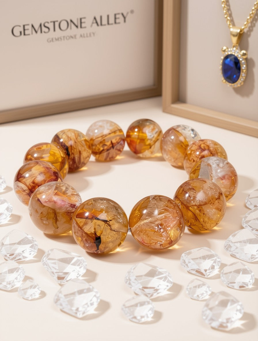 Yellow Hematoid Quartz Bracelet – Golden Healer Crystal for Prosperity & Emotional Healing