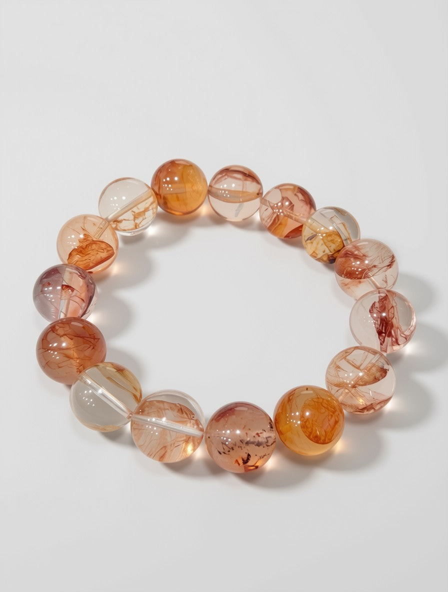 Red Hematoid Fire Quartz Bracelet – Vitality, Wealth & Root Chakra Grounding Crystal Jewellery