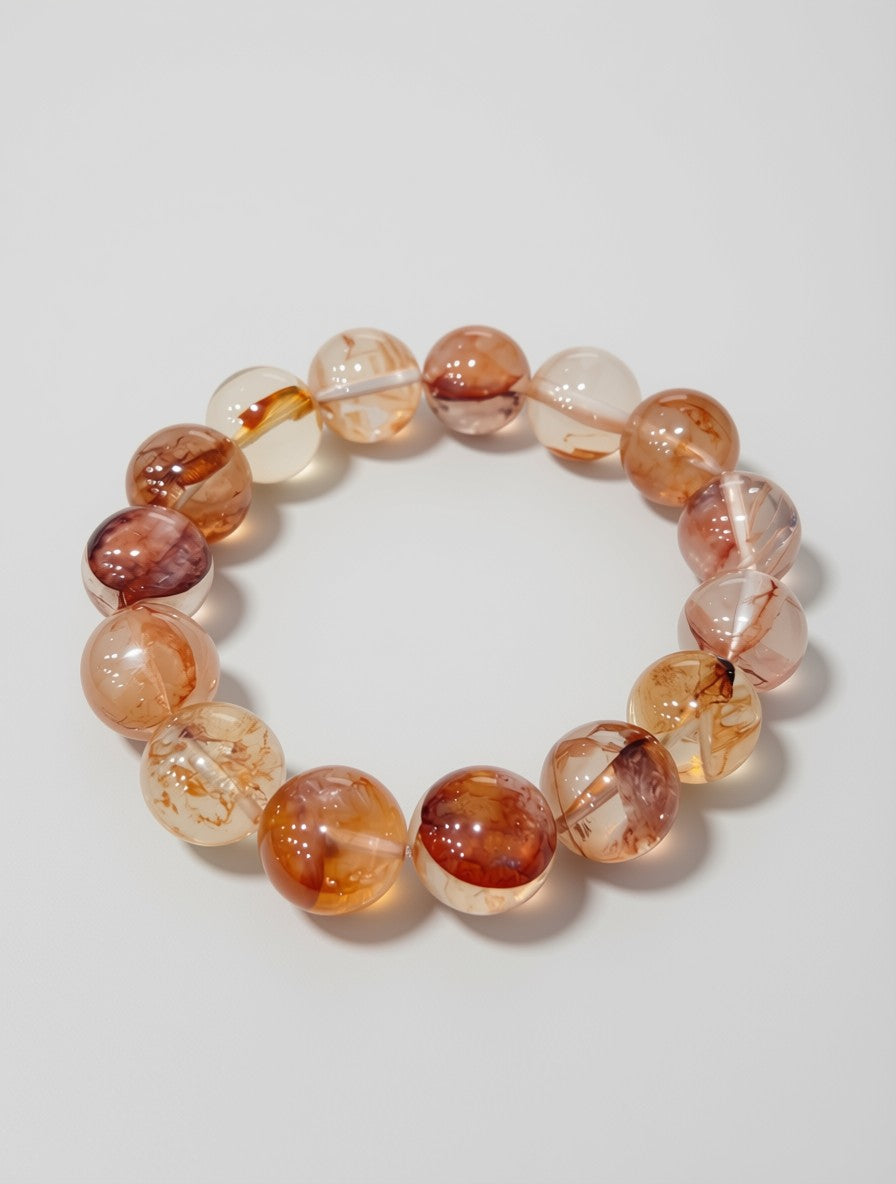 Red Hematoid Fire Quartz Bracelet – Vitality, Wealth & Root Chakra Grounding Crystal Jewellery