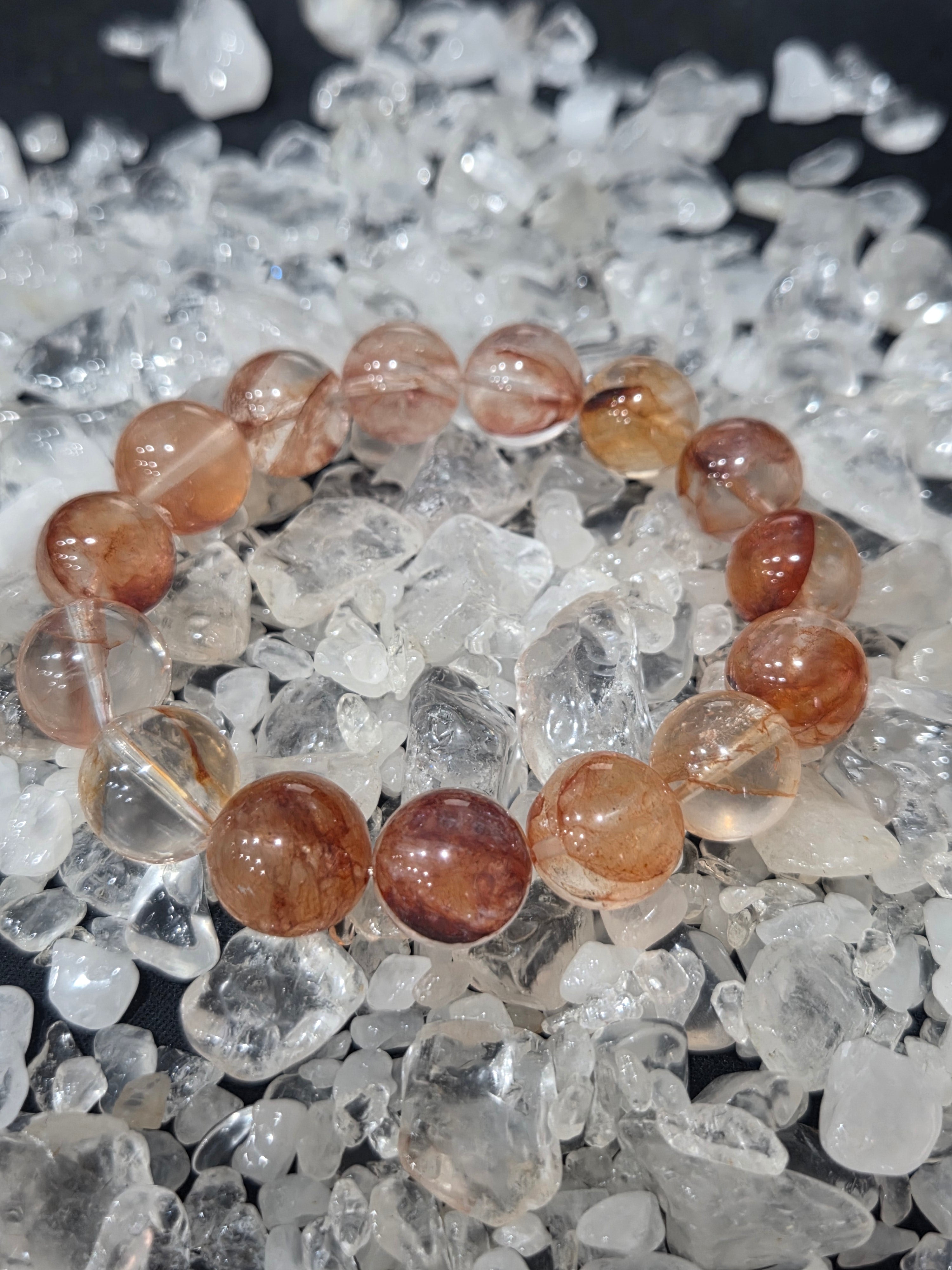 Red Hematoid Fire Quartz Bracelet – Vitality, Wealth & Root Chakra Grounding Crystal Jewellery