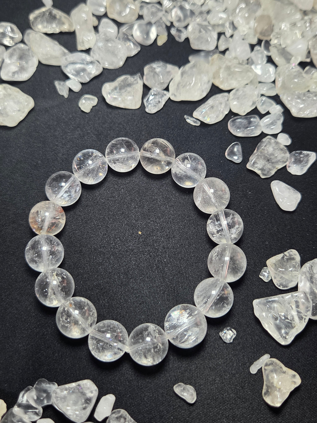 Premium Natural White Azeztulite Quartz Beaded Bracelet (approx. 12mm)