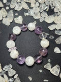 Premium Natural Amethyst & White Snowflake Phantom Quartz Bracelet (approx. 14mm)