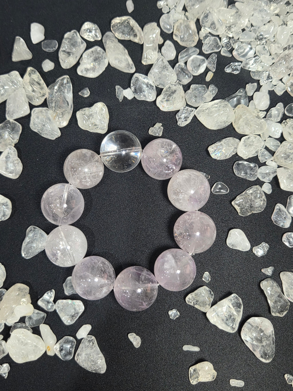 Premium Giant Natural Lavender Azeztulite Quartz Bracelet with Pure White Crystal Bead (20mm+)