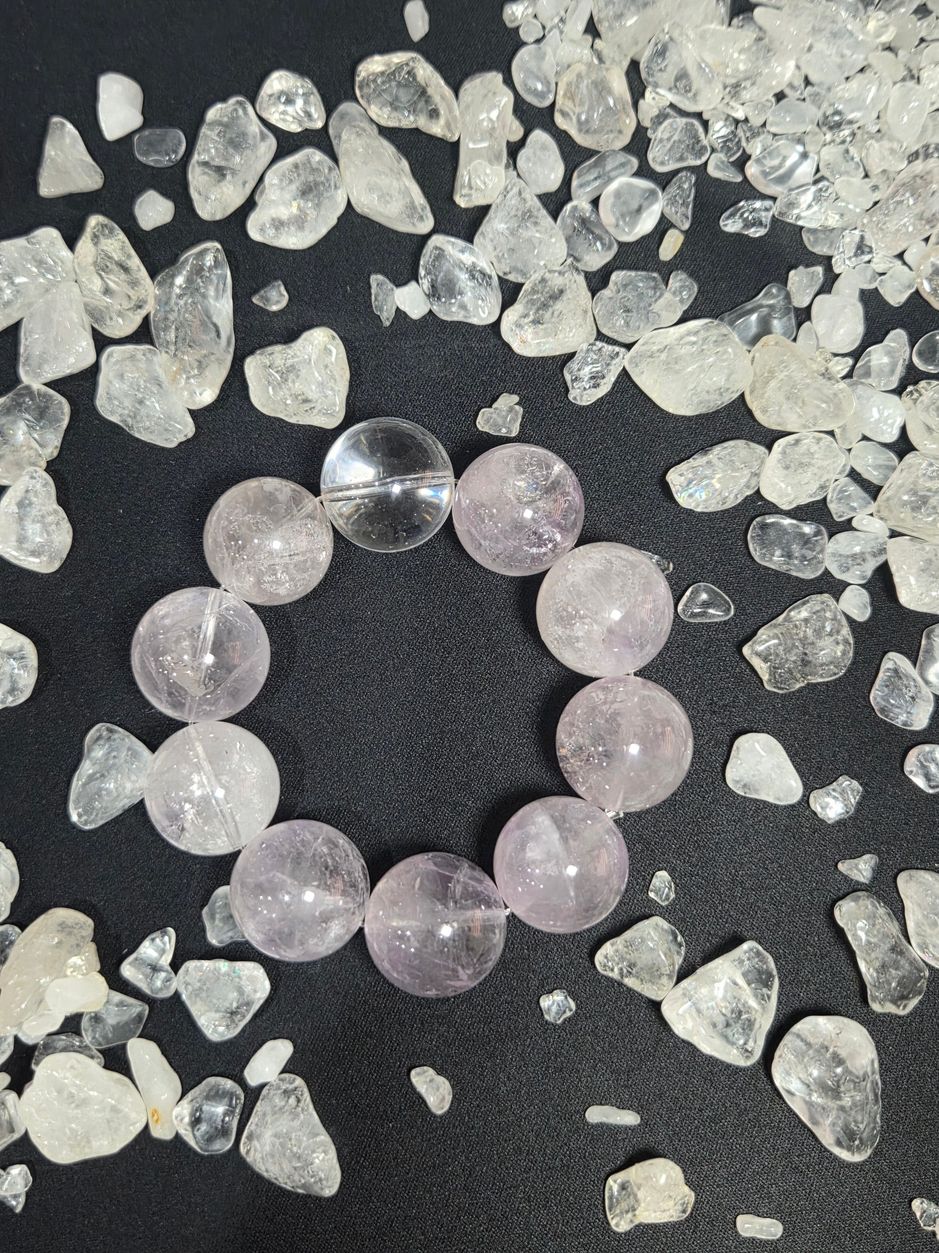 Premium Giant Natural Lavender Azeztulite Quartz Bracelet with Pure White Crystal Bead (20mm+)