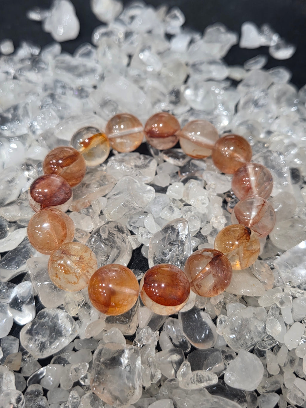 Red Hematoid Fire Quartz Bracelet – Vitality, Wealth & Root Chakra Grounding Crystal Jewellery