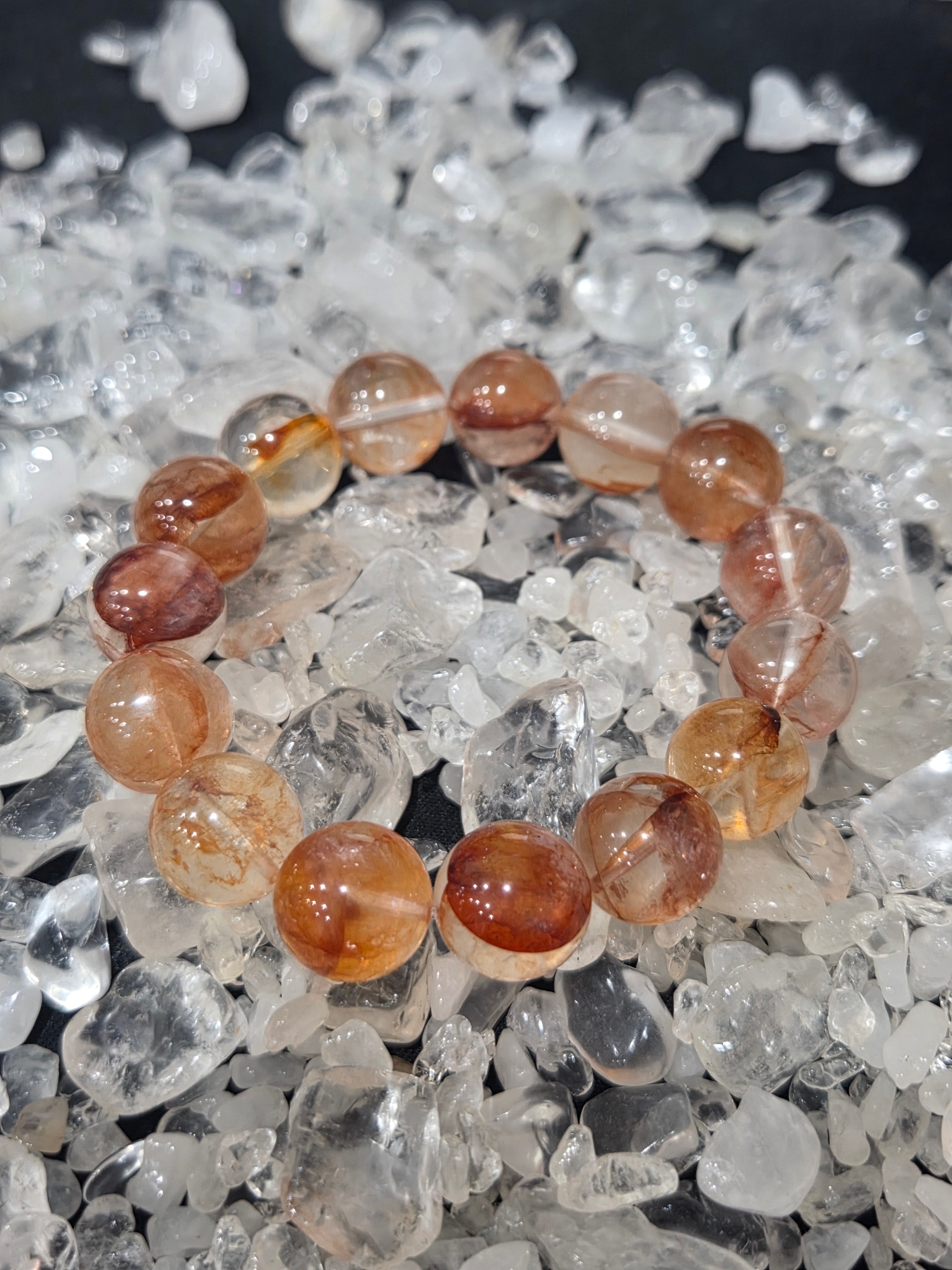 Red Hematoid Fire Quartz Bracelet – Vitality, Wealth & Root Chakra Grounding Crystal Jewellery