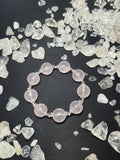 Premium Natural Pink Water Quartz Beaded Bracelet with Silver Accents (approx. 13mm)