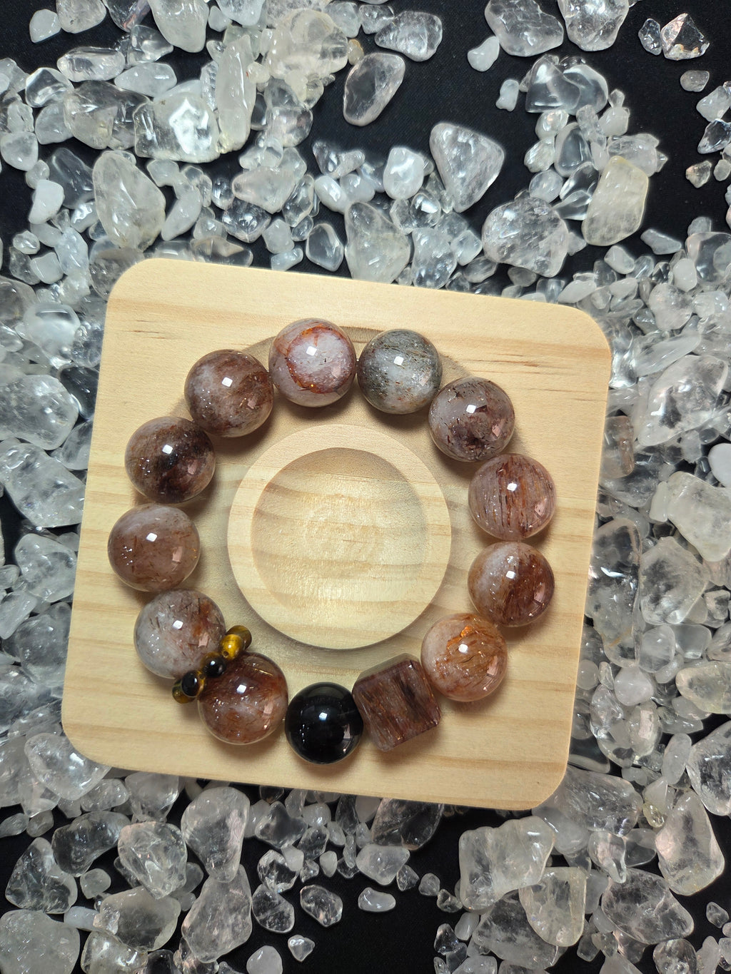 Premium Black Gold Super Seven, Hematoid Quartz & Silver Obsidian Energy Bracelet