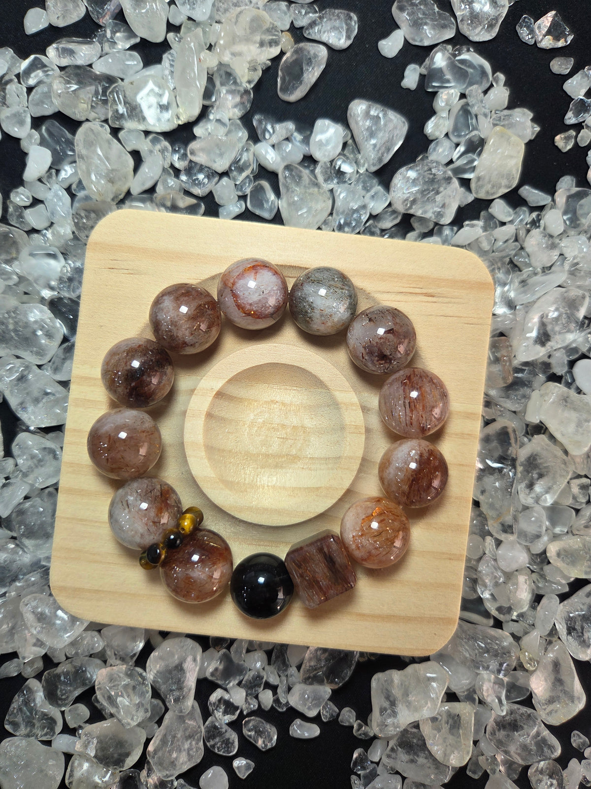 Premium Black Gold Super Seven, Hematoid Quartz & Silver Obsidian Energy Bracelet