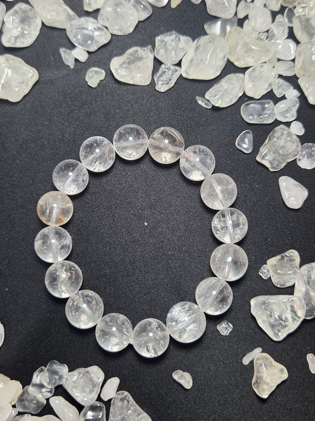 Premium Natural White Azeztulite Quartz Beaded Bracelet (approx. 12mm)