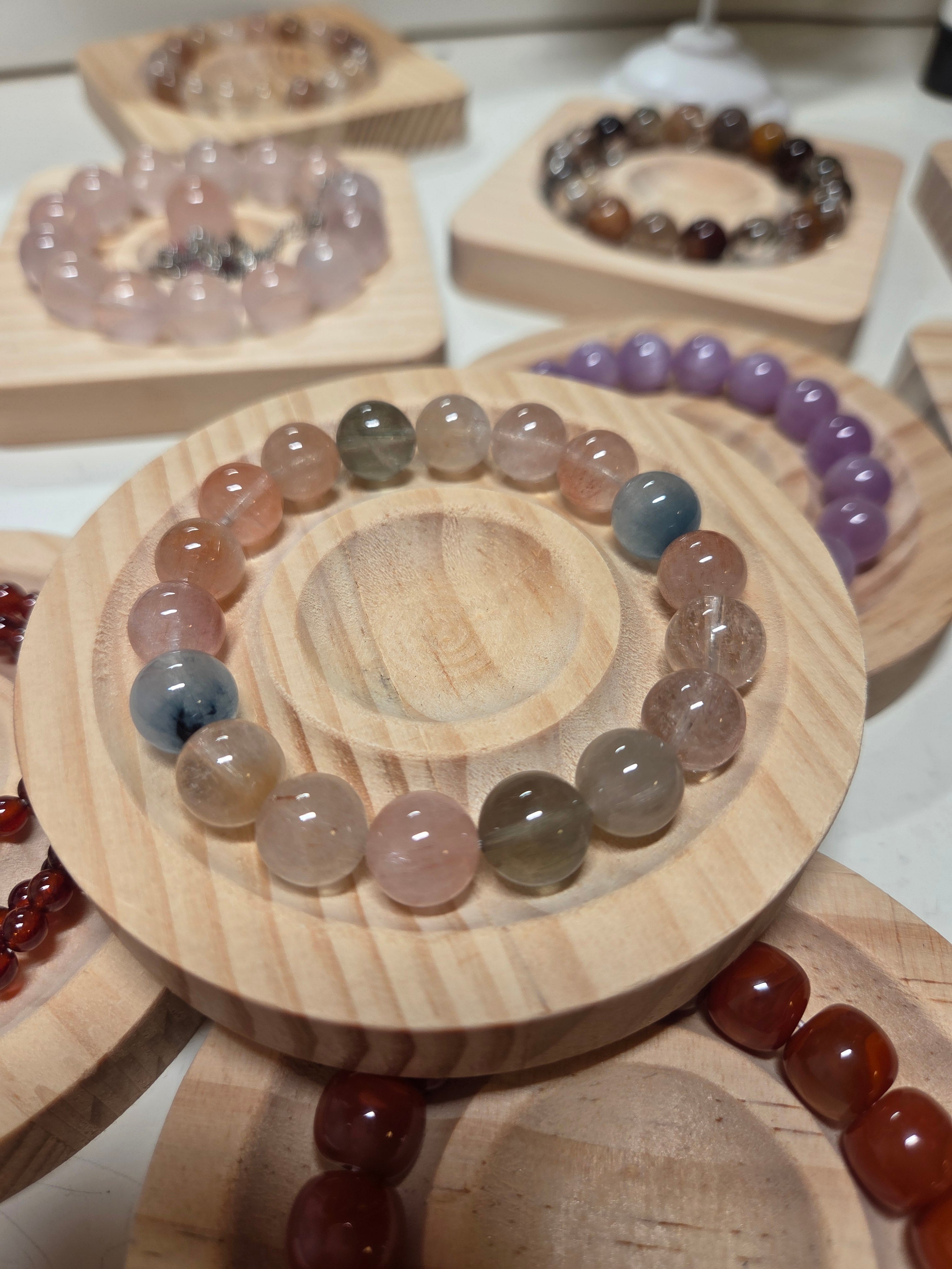 Rainbow Rabbit Hair Quartz Bracelet – Multi-Chakra Healing & Anxiety Relief Crystal Jewellery