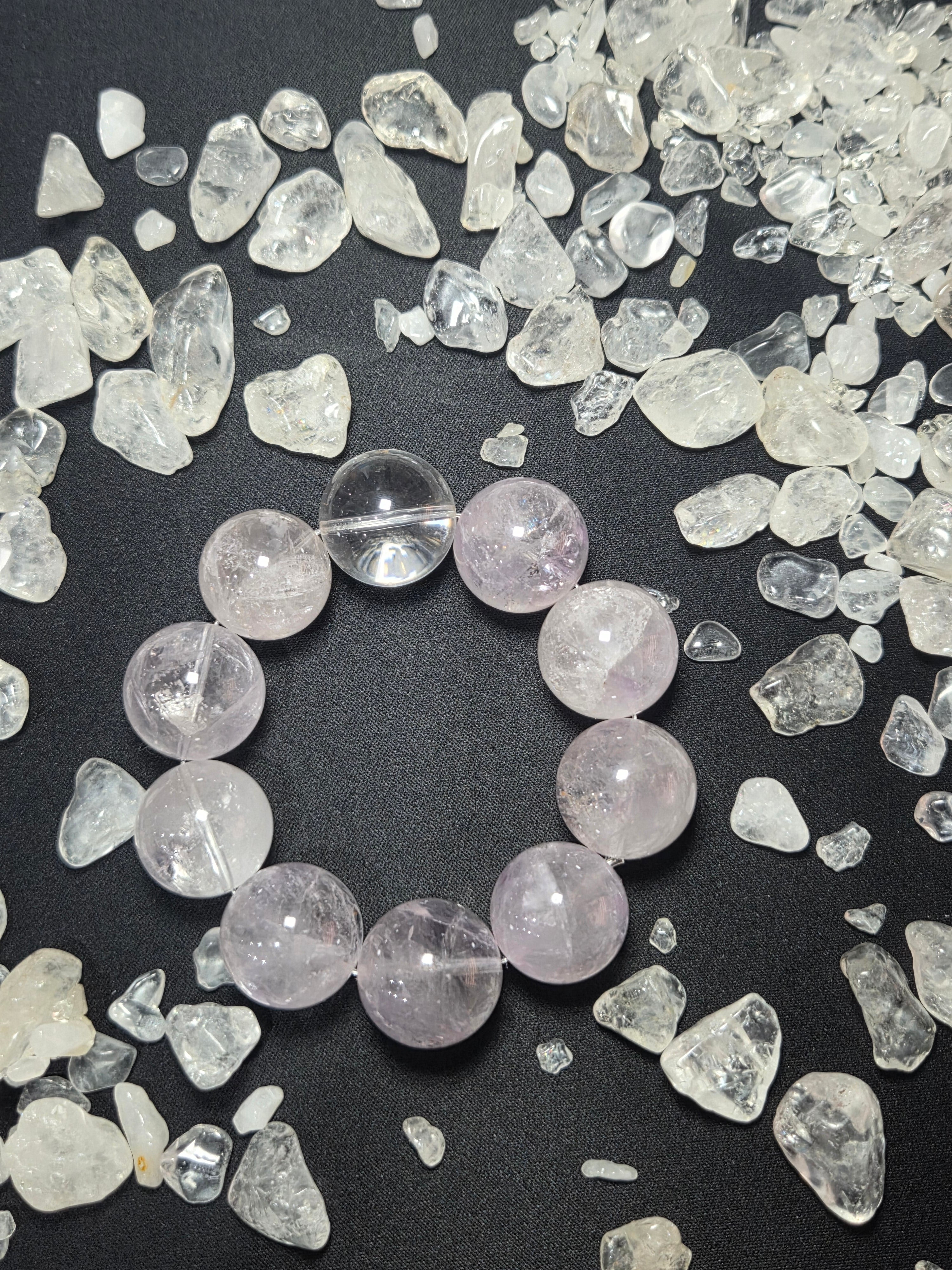 Premium Giant Natural Lavender Azeztulite Quartz Bracelet with Pure White Crystal Bead (20mm+)