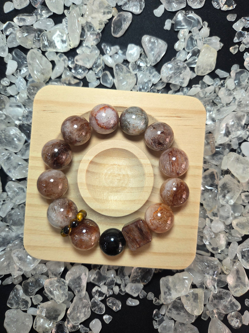 Premium Black Gold Super Seven, Hematoid Quartz & Silver Obsidian Energy Bracelet