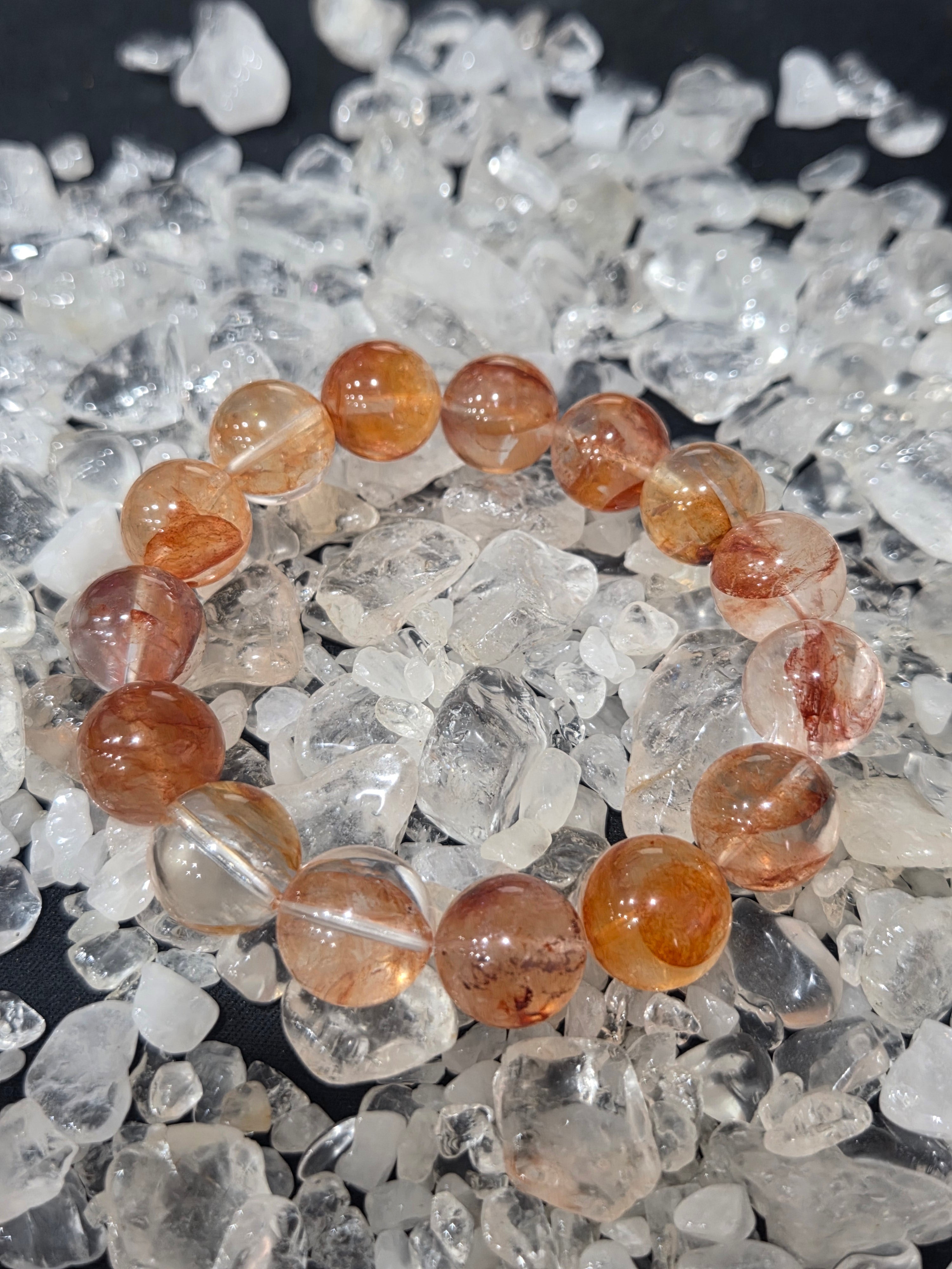 Red Hematoid Fire Quartz Bracelet – Vitality, Wealth & Root Chakra Grounding Crystal Jewellery