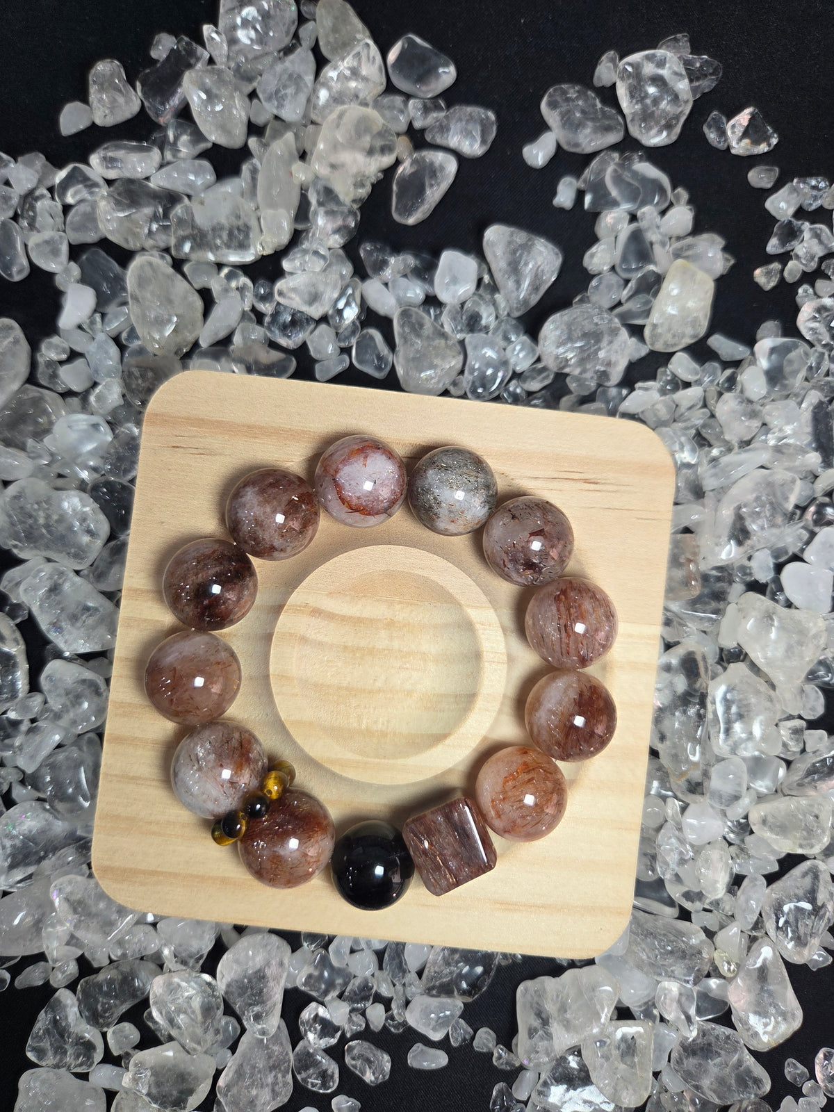 Premium Black Gold Super Seven, Hematoid Quartz & Silver Obsidian Energy Bracelet